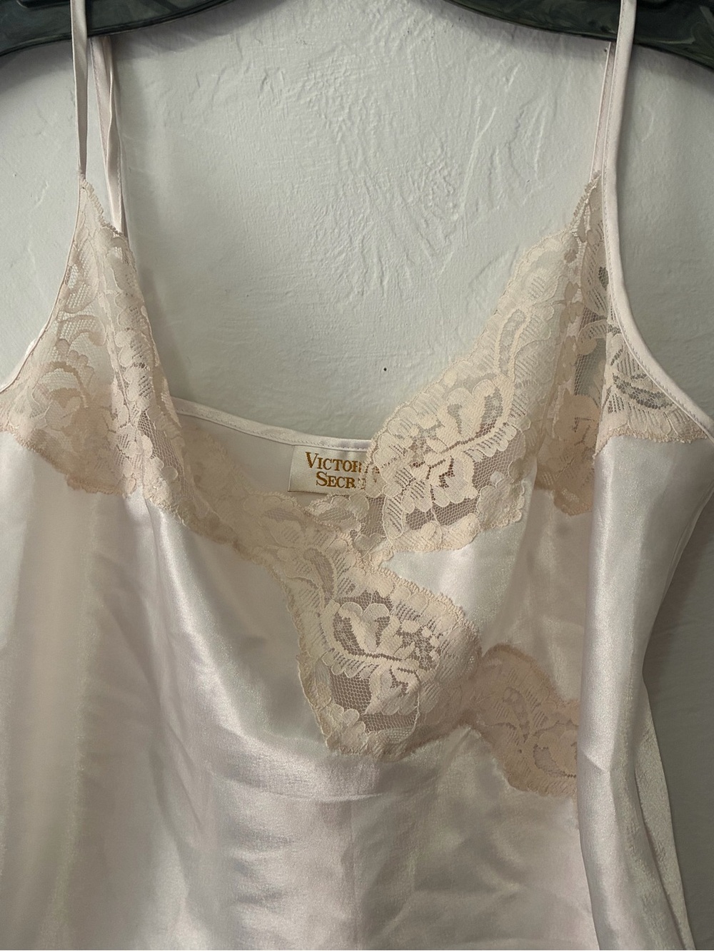 Victoria's Secret Y2K Gold Label Cream Satin Lace-Trim Slip